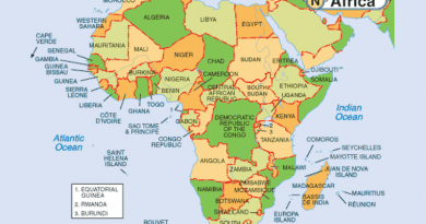 Africa map with names of countries