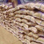 bags of rice and grains in a warehouse